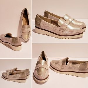 Gold/Silver Leather Metallic Loafer